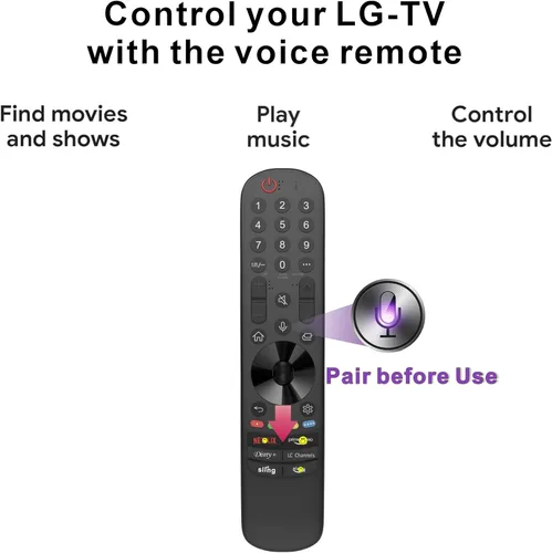 Vista 5 de Mando a distancia mágico para LG Remote Control para Smart TV 2025-2018 Puntero, control de voz, Bluetooth, MR25, MR24, 23, 22, 21,20,19,18 GA/GN.