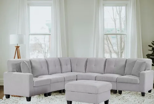 Vista 7 de Sofá modular convertible con otomana de almacenamiento, 7 plazas, en forma de L, moderno sofá esquinero de terciopelo para sala de estar