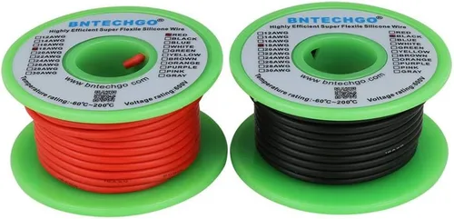 Vista 13 de BNTECHGO Carrete de alambre de silicona de calibre 16, rojo de 25 pies y negro de 25 pies, cable de cobre estañado trenzado flexible de 16 AWG