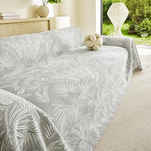 Vista 25 de HANDONTIME Funda para sofá para perros lavable con estampado floral de pájaros para sofás y sillones, funda de sofá negra con flores de jacquard