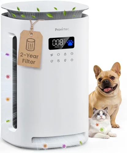 Vista 9 de Provirtec Purificador de aire para mascotas para el hogar con 2 prefiltros