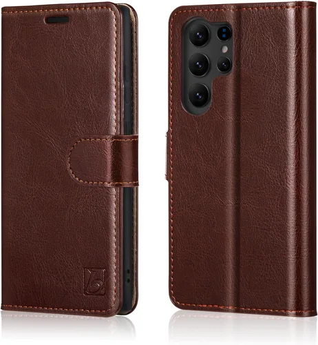 Vista 13 de Belemay Funda tipo cartera para Samsung Galaxy S24 – Funda protectora de piel auténtica con tapa – Tarjeteros con bloqueo RFID – Funda para teléfono