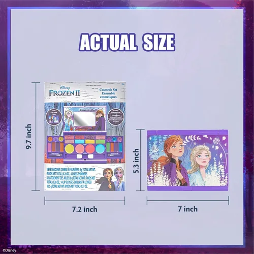 Vista 4 de Disney Frozen - Juego de maquillaje para niñas, incluye brillo de labios, sombra de ojos con purpurina, rubor con purpurina y pinceles, regalo