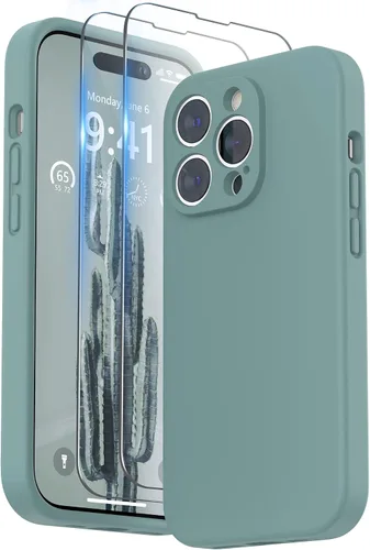 Vista 23 de SURPHY Funda diseñada para iPhone 14 Pro con protector de pantalla, (protección de cámara y forro de microfibra suave), funda de silicona líquida