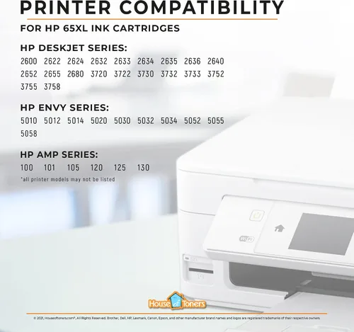 Vista 6 de Houseoftoners Cartuchos de tinta remanufacturados para HP 65XL de alto rendimiento de repuesto para HP 65 XL Envy 5055 5052 5058 DeskJet 3755 2655