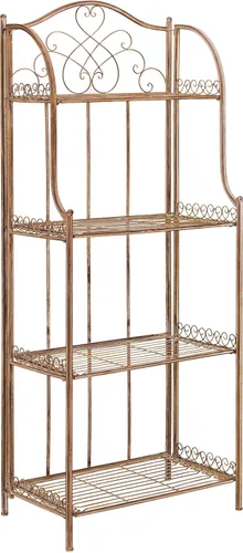 Vista 10 de SAFAVIEH Colección Outdoor Amaris - Estante de panadería de 4 niveles, estilo victoriano, de hierro forjado envejecido, color verde oscuro