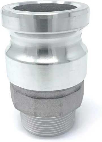 Vista 8 de Gloxco Tipo F de aluminio leva y ranura de montaje, adaptador Camlock macho de 2" x 2" NPT macho (CAM-20-F-AL)