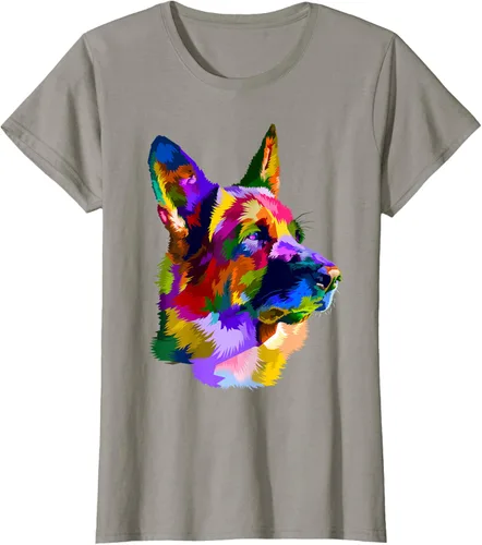 Vista 54 de Camiseta con retrato de pastor alemán para dueños de perros, Negro, S