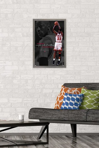 Vista 2 de Trends International Michael Jordan - Póster de pared con texto en inglés «Can't Accept Not Trying», 14.725 x 22.375 pulgadas, versión enmarcada
