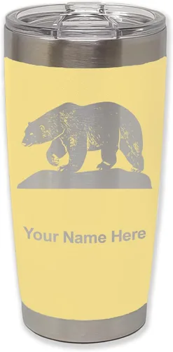 Vista 13 de LaserGram Vaso aislado al vacío de 20 onzas, oso polar, grabado personalizado incluido (negro)