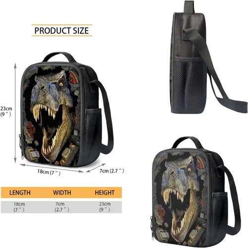 Vista 5 de HUGS IDEA Juego de 3 bolsas escolares con aislamiento térmico para el almuerzo, estuche para lápices