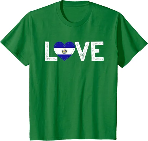 Vista 42 de Camiseta de regalo con la bandera de El Salvador LOVE, Negro, S