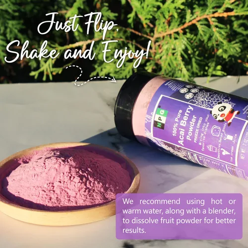 Vista 3 de NPG Polvo liofilizado de bayas de acai de 7 onzas, superalimento sin semillas con una textura fina en polvo para batidos, bebidas y colorantes