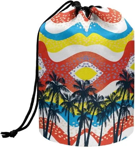 Vista 11 de Poceacles Bolsas de maquillaje con cordón para mujer, bolsa de cosméticos de viaje, multifuncional, bolsa de almacenamiento, Margarita azul