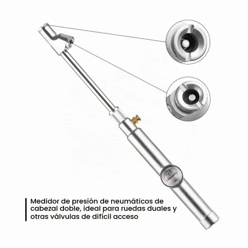 Vista 4 de CZC AUTO - Manómetro para presión de neumáticos, medidor de aire de doble cabezal con pie recto para camiones, medidor de rueda de doble eje preciso