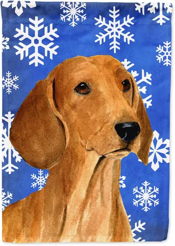 Vista 206 de Caroline's Treasures SC9374GF Bulldog English Snow flakes Holiday Garden Flag Buzón Bandera decorativa para patio exterior, patio, obras de arte