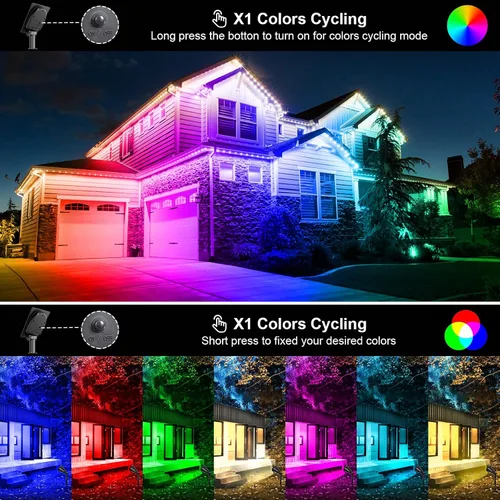 Vista 2 de T-SUNUS Paquete de 6 focos solares para paisajes que cambian de color, luces solares impermeables para exteriores, luz de estanque de jardín, luz