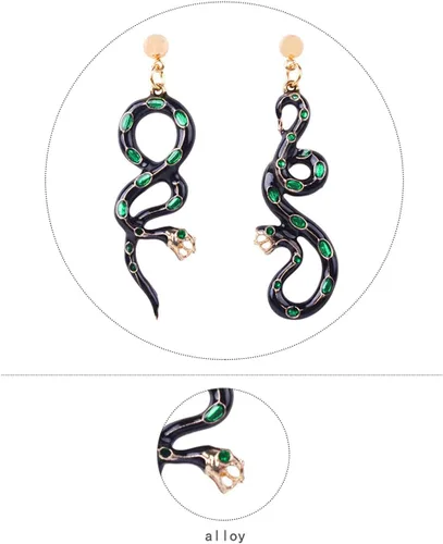 Vista 4 de Pendientes de serpiente de boca abierta vintage feroz con forma de serpiente de cobra de Egipto con puntos de serpiente para mujeres y niñas