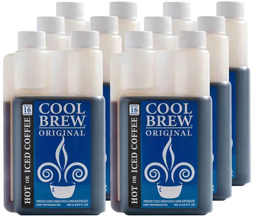 Vista 15 de CoolBrew Concentrado líquido frío fresco – tostado oscuro, granos de arábica gourmet, para café helado o caliente, sin azúcar, sin conservantes