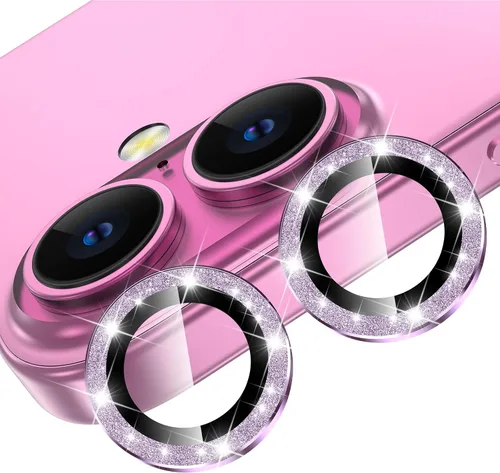 Vista 30 de YWXTW Protector de lente de cámara para iPhone 15/15 Plus/16e/ 17e, anillo de metal antiarañazos individual protector de pantalla de vidrio templado