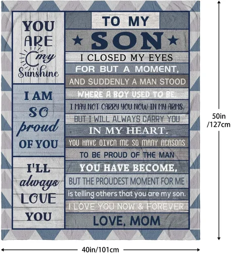Vista 5 de Regalos para Hijo Manta 50" x 40", Regalos para Hijo de Mamá Papá, Regalo de Cumpleaños para Hijos, Regalo de Cumpleaños para Hijos, Regalo de Hijo