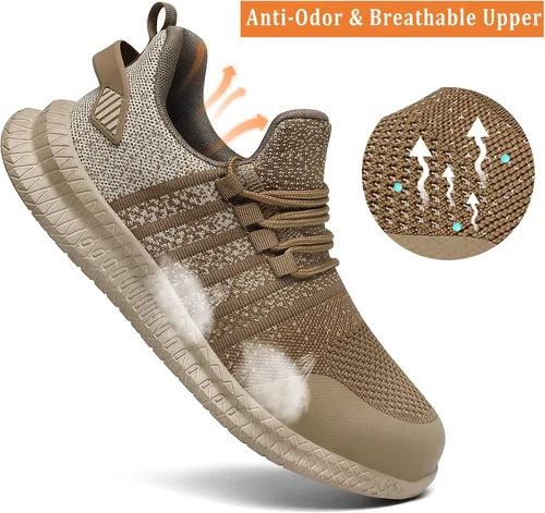 Vista 5 de Zapatos de punta de acero para hombres y mujeres, cómodos, ligeros, zapatos de seguridad para el trabajo, a prueba de pinchazos, antideslizantes