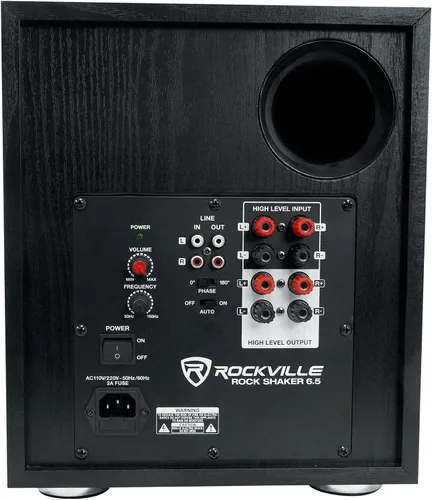 Vista 4 de Rockville Rock Shaker 6.5 Negro 200 W pico/100 W RMS amplificador eléctrico para cine en casa, Clase-D, Crossover ajustable, 20Hz-200Hz, diseño