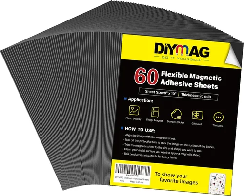 Vista 9 de DIYMAG Imanes para tarjetas de visita de 3.5 x 2 pulgadas, 45 paquetes de láminas magnéticas flexibles con adhesivo despegable y pegajoso, imán