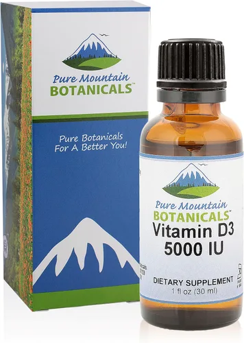 Vista 6 de Pure Mountain Botanicals Gotas líquidas de vitamina D3 de 5000 UI (125 mcg) - Gotas Kosher D3 en aceite MCT, sin OMG, sin gluten, sin sabor, 177