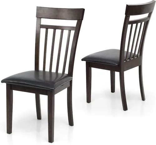 Vista 3 de Juego de cocina de comedor de 3 piezas, mesa cuadrada y 2 sillas cálidas en acabado negro espresso