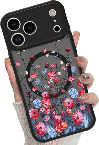 Vista 24 de Funda magnética para iPhone 17 Pro [compatible con MagSafe], bonita funda de moda con estampado de leopardo negro, translúcida, mate, parte trasera