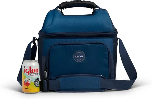 Vista 8 de Igloo Gripper - Bolsa enfriadora de lados suaves Enfriador de almuerzo aislado de doble compartimento Blue Shale 22-Can
