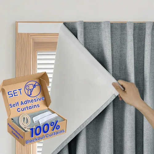 Vista 21 de Cortina opaca adhesiva, tratamiento completo de ventana de oscuridad para oficina en casa
