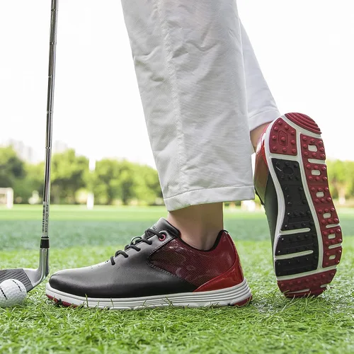 Vista 6 de Zapatos de golf impermeables para hombre, sin pinchos, para exteriores, golf, deportes, entrenamiento, clásicos, para hombre, talla 13, 14