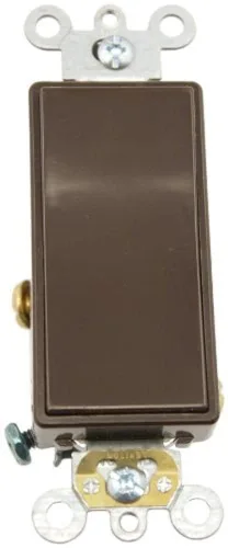 Vista 5 de Leviton Decora Plus interruptor silencioso de CA monpolar de 15 amperios, 120/277 voltios, grado comercial, 5691-2E, negro
