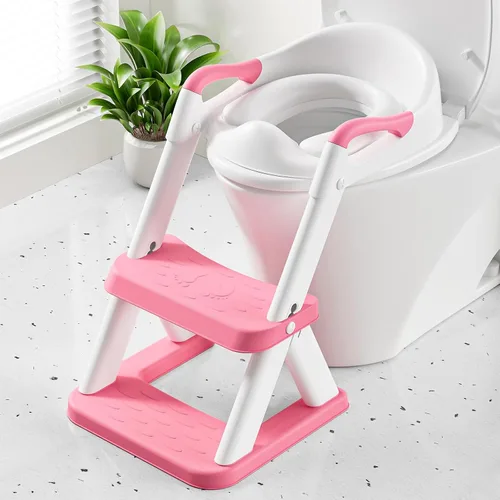 Vista 8 de Asiento de Entrenamiento de Baño, Asiento de Inodoro Mejorado para Niños y Niñas, Asiento de Entrenamiento de Baño 2 en 1 para Niños, Asiento