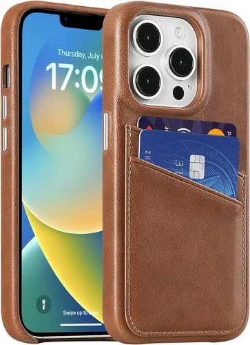 Vista 34 de LUCKYCOIN Funda de piel 100% auténtica tipo cartera para iPhone 13, diseño delgado con tarjetero y funda protectora a prueba de golpes, forro