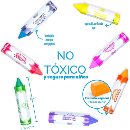 Vista 4 de Tub Works Smooth - Crayones de baño gigantes Crayones de baño no tóxicos y lavables para niños pequeños y niños Fórmula única que se dibuja