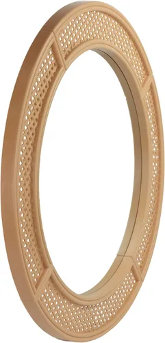 Vista 3 de Northlight Round Woven Style Wall Mirror, 30", Beige