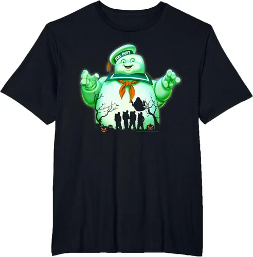 Vista 22 de Ghostbusters Marshmallow Man Group Shot Silhouette Camiseta Negro
