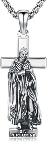 Vista 40 de 925 Sterling Silver Patron Saint Amulet Necklace for Men Women plateado