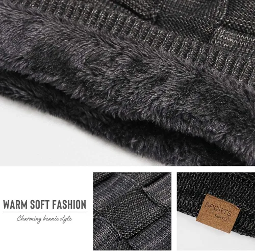 Vista 5 de Vgogfly Slouchy Beanie for Men Winter Hats for Guys Cool Beanies Mens Lined Knit Warm Thick Skully Stocking Binie Hat