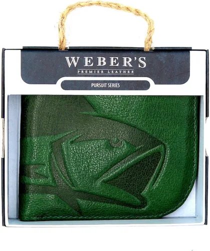 Vista 3 de WEBER'S PREMIER LEATHER Serie Pursuit - Cartera Radius para hombre - Cuero de grano completo y bloqueo RFID, Verde - Bajo, Classic
