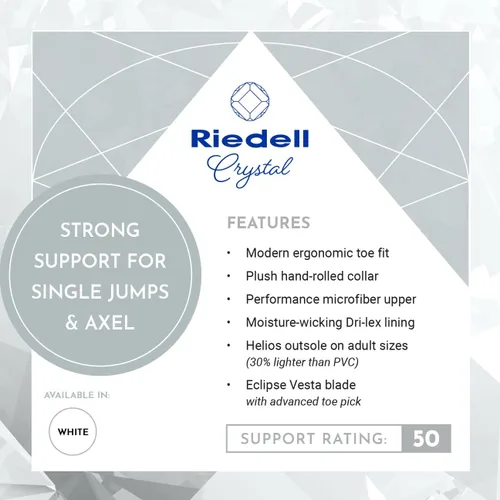 Vista 9 de Riedell Crystal - Patines de hielo para adultos para mujeres y hombres, patines de hielo elegantes y competitivos con forro Dri-Lex que absorbe