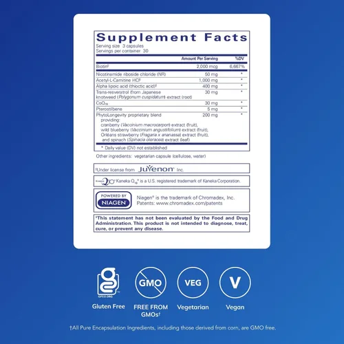 Vista 2 de Pure Encapsulations RevitalAge Ultra 90's - Ayuda al envejecimiento saludable - Apoyo mitocondrial* - Rico en antioxidantes - Sin gluten y sin OMG