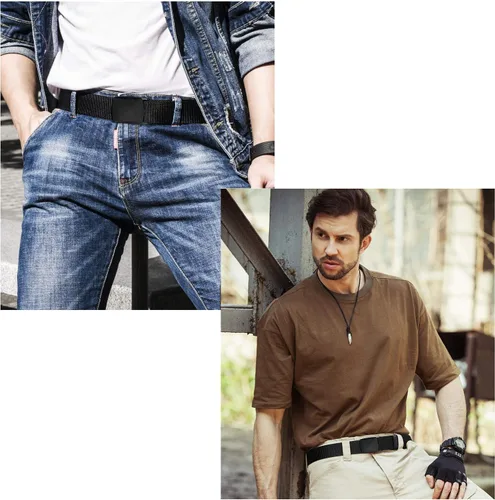 Vista 6 de ITIEZY Cinturón táctico de nylon para hombre, correa de correas al aire libre de la lona del estilo militar con la hebilla plástica