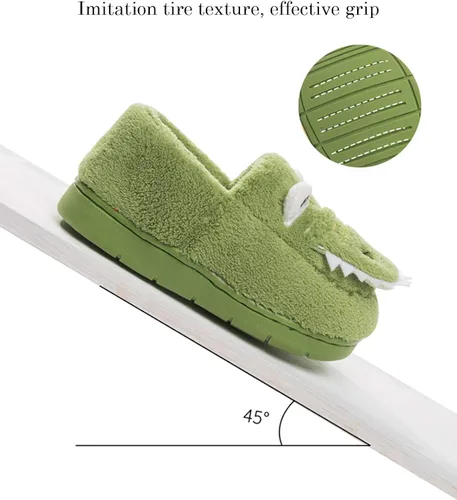 Vista 4 de AngelGift Zapatillas de dinosaurio para niños pequeños y niñas