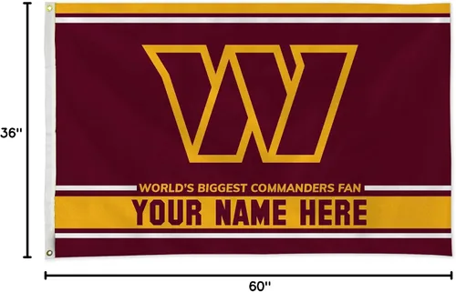 Vista 7 de Rico Industries NFL Football Washington Commanders - Bandera personalizada de 3 x 5 pies, fabricada en los Estados Unidos, decoración