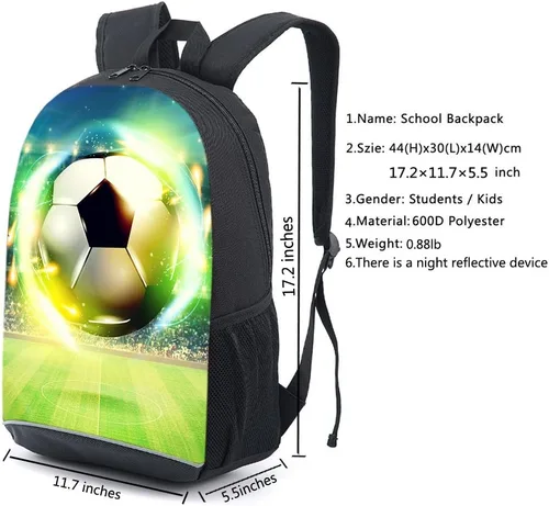 Vista 2 de Mochila adolescente, Universe Space TrendyMax Galaxy Pattern Mochila linda para la escuela, Football 2, Computadora portátil