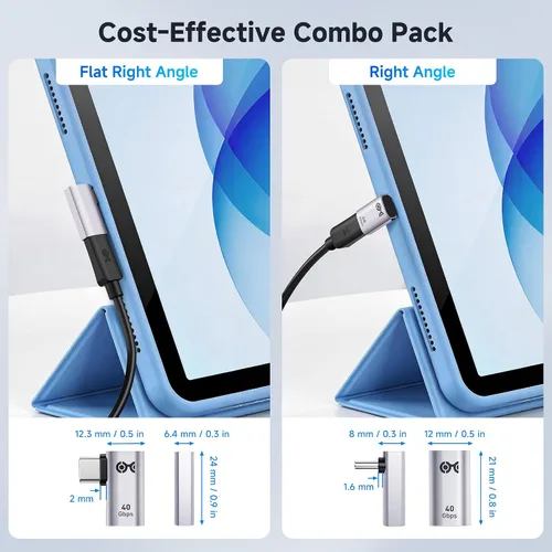 Vista 2 de Cable Matters Kit de adaptador USB C de ángulo recto de 40 Gbps Combo-Pack